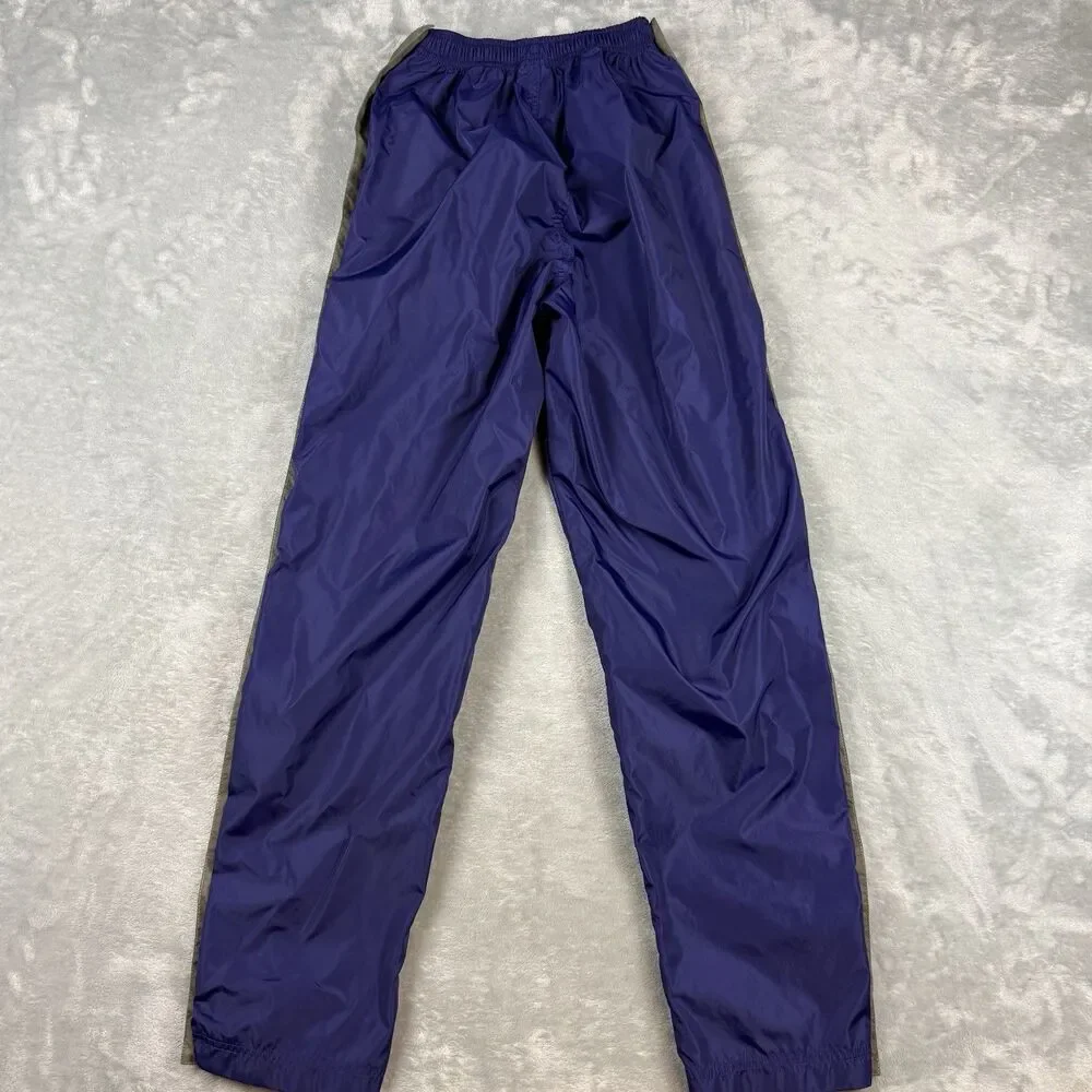 Vintage 90s Nike Nylon Track Pants Purple Gray Side Zip Snap Hem Women’s S